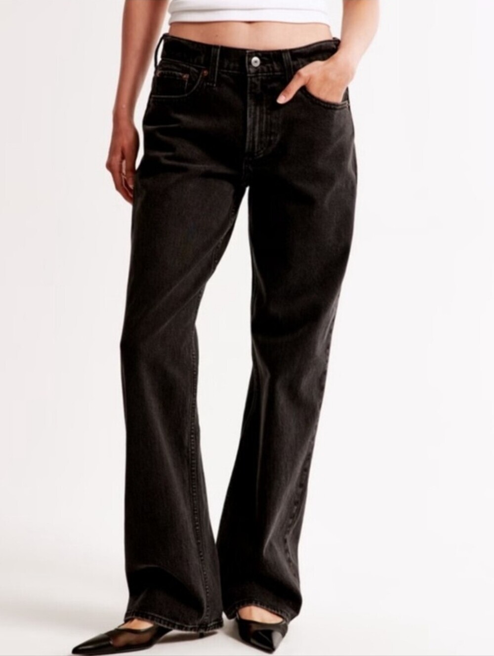 Abercrombie & Fitch The Loose High Rise Black Denim Pants